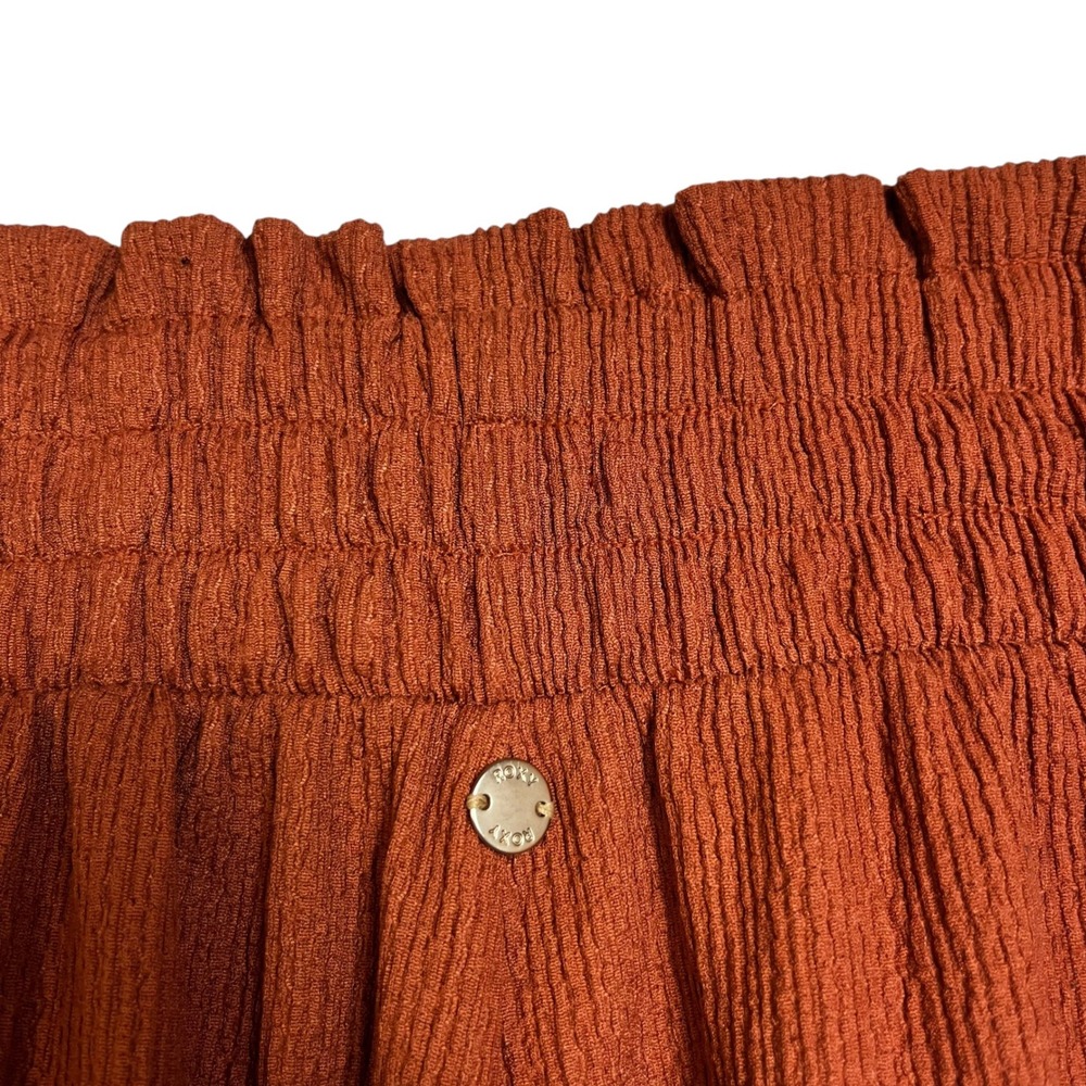 Roxy Women Rust Orange Smocked Wide Leg Crinkle Beach Pants Small - Picture 6 of 7